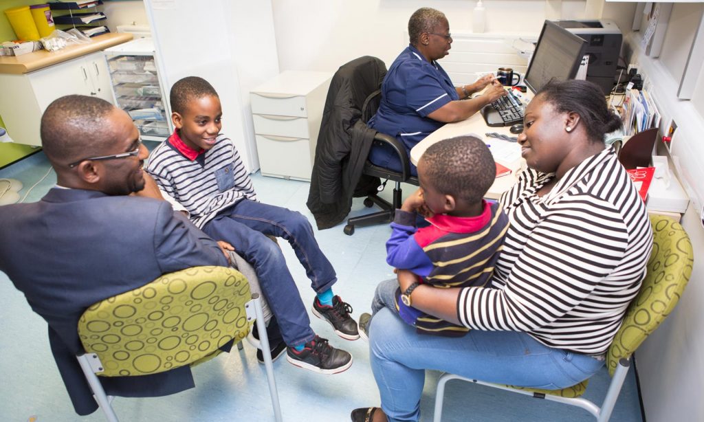A Family visiting the Practice Nurse at a surgery