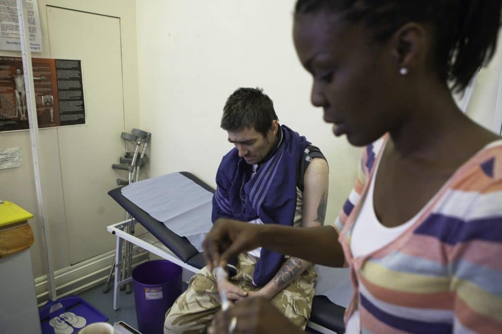 Nurse with a homeless patient