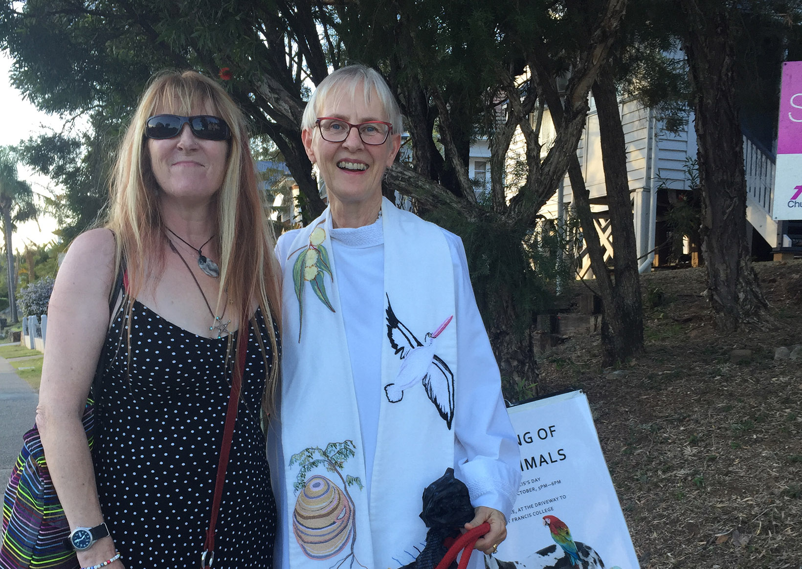 Allison O'Kelly and Rev Penny Jones where she was blessing animals during the feast of St Francis of Assisi