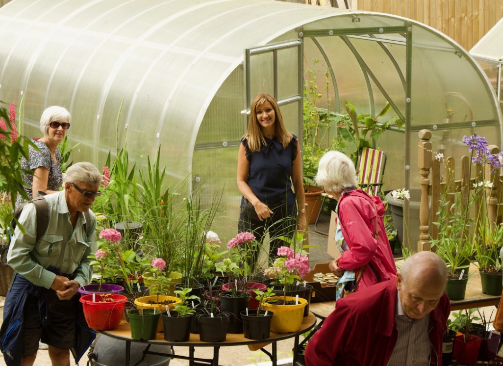 People socialising in a garden